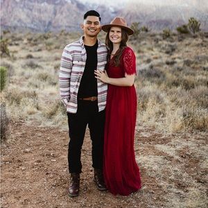 Pretty Garden Maxi Dress Short Sleeve With Lace Crochet Details
